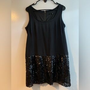 Nanette Lepore Black Silk Sequin Sleeveless Shift Mini Dress Size 8